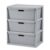 Wide 3-Drawer Plastic Storage Tower, Cross-Weave Decorative Organizer Chest Made of Plastic with Removable Bins and Easy-Pull Handles for Closet, Bedroom, Dorm, and Office, Gray