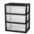 Wide 3-Drawer Storage Tower, Plastic Organizer with Removable Clear Bins, Tool-Free Easy Assembly Freestanding Storage Unit, Black