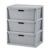 Wide 3 Drawer Cross-Weave Storage Tower, Gray