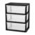 Wide 3 Drawer Plastic Storage Tower with Clear Removable Bins, Black