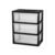 Wide 3 Drawer Plastic Storage Tower with Clear Removable Bins, Black