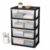Wide 4 Drawer Plastic Storage Tower Organizer Clear Bins Bedroom