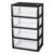 Wide 4 Drawer Plastic Storage Tower with Clear Removable Bins, Black