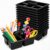 WILLBOND 12 Pcs Classroom Caddy with Handle Bulk Plastic Storage Caddy Organizer with 5 Compartment Portable Storage Bin for Pencil, Pen, Crayon, Marker, Home, Office, School Supply(Black)