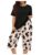winkbay Women’s Plus Size 2 Piece Pajama Set Summer Short Sleeve T Shirt and Floral Capri Pants Loungewear Black X-Large Plus