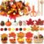WinnerWhy 320 Pcs Fine Motor Toys Fall Thanksgiving Decorations, Sensory Bin Filler, Pumpkin Bowls, Woven Baskets, Pompom, Maple Leaves, Squirrels, Pumpkins, Acorns, Pine Cones for Autumn Party Decor