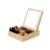 Wintem Bamboo Makeup Organizer with Built-in LED Mirror, 3 Compartments for Makeup and Accessories, Ideal for Daily Use, Sturdy Structure and Elegant Design