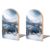 Winter Mountains Snow Scene Wooden Bookends for Shelves