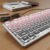 Wired Backlit Keyboard with Pudding Keycaps, Quiet Full Size Computer Keyboard White Backlight Easy-to-Read, Never Fade, Metal Panel, USB Cute Desk Setup for Windows PC Desktop, Pink-Black Ombré