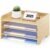 Wisuce Home Bamboo File Organizer for Desk, Paper Tray with Pen Holder