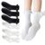 WJIAMPLS Women Ruffle Crew Socks Vintage Cable Knit Breathable Lace Trim (6 Pairs-Set 3)