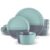 WJJDLLNP 12 Piece Embossed Stoneware Tableware Set with Dinner Dessert Plate Soup Bowl Mug Service for 4ons