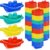 Woanger 100 Pcs Little Boat Bath Toys Stackable Floating Plastic Toys for Baby and Toddler Summer Pool and Bathtub Party, Vibrant, 4 Colors (Colorful)