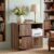 Woanke 3 Drawer File Cabinet, Filing Cabinets for Home Office with Charging Station,Fluted Wood Lateral File Cabinets,Fits for Hanging Letter/Legal/A4Size Files,Printer Stand with Storage, BlackWalnut
