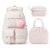 WOBAGMEN 3Pcs Quilted Backpack Bundle, Floral Aesthetic Daily Carry Backpack With Insulated Thermal Tote & Multi-Use Storage Pouch, Matching Stylish Bag Set For University Daily (Pink Floral)