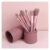 WODHAZNC Makeup Brush Set PU Bucket Organizer Soft Wood Handle Loose Concealer Full