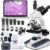 Woehrsh Trinocular Microscope 40X-5000X Magnification Microscope for Adults Laboratory Grade with Dual Mechanical Stage and HD USB Camera