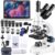 Woehrsh Trinocular Microscope 40X-5000X Magnification, Microscope for Adults, Laboratory Grade with Dual Mechanical Stage and HD USB Camera Microscope