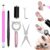WOKOTO 4 PCS Cat Eye Nail Magnet with Y-Shape Heart & X-Shape French Nail Mold Set, Dual-End Cat Ear Nail Polish Magnet, Black & Pink Multi-Function Gel Polish Magnet Pen For Diy Cat Eye Design