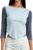 Women’s Boat Neck 3/4 Elbow Sleeve Tops Curved Hem Fitted Blouses Navy
