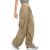 Womens Cargo Pants Straight Leg Elastic Waist Casual Streetwear Khaki