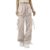 Womens Cargo Pants with Pockets Elastic Waist Hiking Trousers Khaki