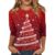 Women’s Christmas Shirts, 3/4 Sleeve Crewneck Loose Fit Holiday Wear (02-red,Medium)