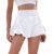 Womens Flowy Shorts Lightweight Stretchy Skorts Boho Gauze Comfy Loose Fit Dressy Casual Summer Fall 2026 Ladies Cotton Linen Plus Size Seniors Elatic High Waist Teacher Ruffle Culottes White