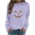 Womens Halloween Crewneck Sweatshirt Cute Pumpkin Face Graphic Pullover Long Sleeve Tops Trendy Casual Funny Clothes Purple
