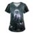 Womens Halloween Scrub Top Cat Pumpkin Ghost Print V Neck with Pockets 5XL