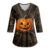 Womens Halloween Scrub Top Pumpkin Ghost Print 3/4 Sleeve Shirt S