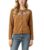Women’s Round Neck Floral Embroidery Knit Cardigan Long Sleeve Button Front Jacket Khaki