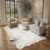 WondRg 5×7 Washable Vintage Area Rug for Living Room Bedroom Beige Grey Soft Non Slip Large Throw Rug Lightweight Scalloped Low Pile Distressed Carpet Laundry Dining Room Kitchen Office Classroom