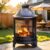 Wood Burning Outdoor Fireplace, Chiminea Style Fire Pit with 3-Level Adjustable Grill, 360° Full Mesh Safety, Rust-Resistant Carbon Steel, for Patio Lawn Garden