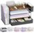 Wood Desk Organizers and Accessories with File Sorters, 4-Tier Desk Accessories & Workspace Organizers with Drawer and Pen Holder, Desk Reference Organizer (Wood, 4T with Drawer)