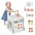 Wooden Activity Walker with Dessert Sorter, Adjustable Clock, Sliding Maze, Role-Play Shop Window and Interactive Learning Toys
