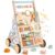 Wooden Baby Walker with Wheels, Push Walker with Baby Activity Center, Montessori Walking Toy for Girls Boys, Adjustable Speed & Height Activity Toy for Toddler Learning to Walk 12+ Months (Natural)