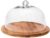 Wooden Cake Disc and Glass Dome Cover Home Kitchen Tableware Dessert Table Bakery Tasting Plate Food Storage Box Set Decorative Serving Tray (Size : 8inch) (6inch)