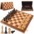 Wooden Chess Set, 15 Inch Folding Chess Board with 2 Extra Queens Handcrafted Pieces & Secure Storage Portable Travel Chess Sets Game for Adults, Kids, Beginners, Tournaments