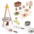 Wooden Kids Camping Grill & Tea Party Play Set, 2-in-1 Pretend Campfire Cooking and Tea Set Toy, for Boys and Girls Ages 3+