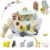 Wooden Noah’s Ark Toy for 1 Year Old Baby Boy and Girl Gift – Pull Along Toddler Montessori Educational Toy with Animal Shape Sorter Stacker for 1-3 Christmas Birthday Preschool Baptism Gift