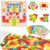 Wooden Pattern Blocks with Grid Board 142PCS Wood Mosaic Tiles Montessori Shape Puzzle Tangrams for Kids with Storage Bag Preschool Educational Toys for Boys Girls Ages 3+