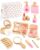 Wooden Pretend Makeup Kit for Kids Ages 3-5, Play Makeup Set