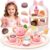 Wooden Pretend Play Tea Set Toy for Toddlers 3-5, Play Kitchen Accessories with Play Food