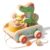 Wooden Push Toys for Toddlers 1-3, Crocodile Beating Drum Walking Pull Toy