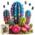Wooden Puzzles for Adults, Glowing Cactus Flower Wooden Jigsaw Puzzle 200 Pieces, Unique Shaped Wooden Puzzle, Creative Gift for Mom Friends Kids Family Game Night Home Decor 11 * 10.3in