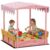 Wooden Sandbox with Lid Flamingo Canopy Foldable Bench Pink