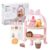 Wooden Tea Party Set for Toddlers 3-5 Girls, Pink Dessert Stand with Play Food Cupcake & Sweets, Pretend Play Kitchen Educational Montessori Toys, Birthday for Age 3 4 5 6