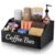 WooOrganix Coffee Station Organizer for Countertop – Wooden Coffee Bar Organizer with Adjustable Dividers,Holds K Cup Pod & syrup bottles, for Kitchen, Office, or Bar and Tea Station, Black