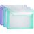 WORPSON Plastic Expanding File Folder, Clear Envelopes Fit Letter & A4 Size, Folders for Documents with Snap Closure, No Dividers, Large Capacity (3, Cool Colors)